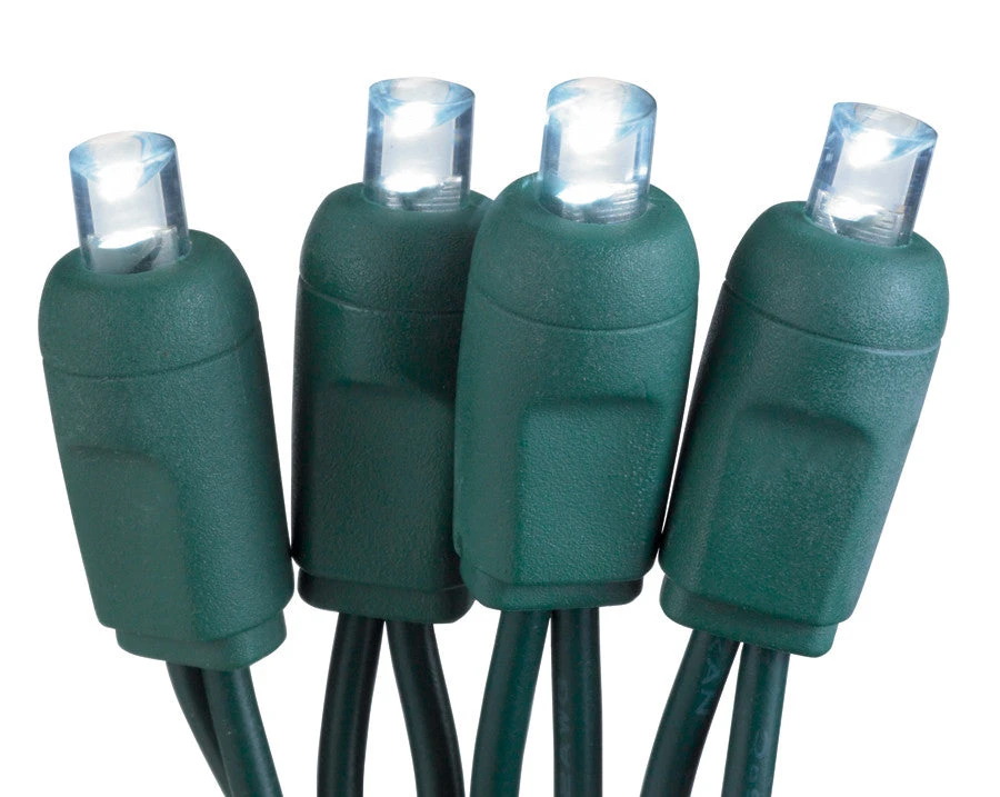50-Light LED White Bulb/Green Wire 6" Centers. Case Pack Of 24 Sets 1 50-Light LED White Bulb/Green Wire 6" Centers. Case Pack Of 24 Sets