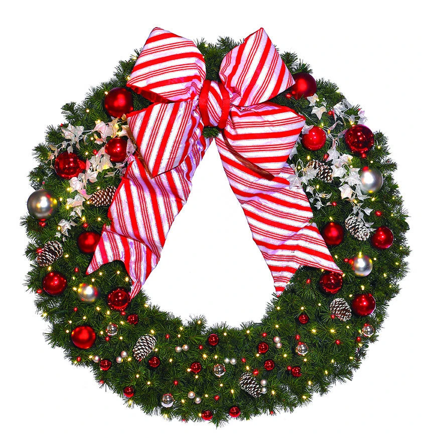 Candy Cane Decorated Commercial Wreath 1 Candy Cane Decorated Commercial Wreath