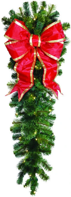 Natural 4.5' Column Drop With Red Structural Bow