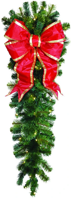 Natural 4.5' Column Drop With Red Structural Bow 1 Natural 4.5' Column Drop With Red Structural Bow