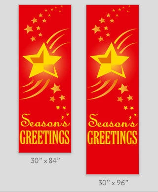 Season's Greetings Star Light Pole Banner (Red) 2 Season's Greetings Star Light Pole Banner (Red) - Image 2