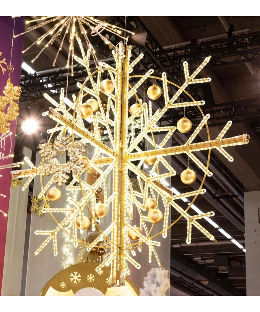 7' LED Rope Light Hanging Snowflake Chandelier 3 7' LED Rope Light Hanging Snowflake Chandelier - Image 3