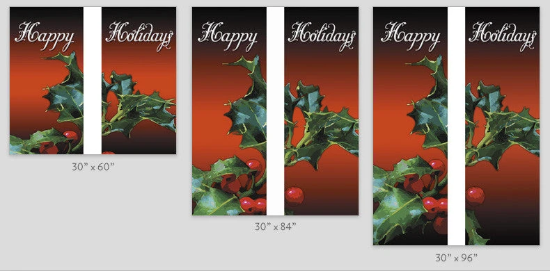 Happy Holidays Holly Light Pole Banner (Double Set) 2 Happy Holidays Holly Light Pole Banner (Double Set) - Image 2