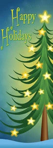 Cartoon Tree & Glowing Stars Light Pole Banner