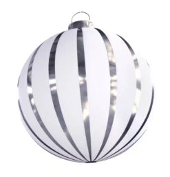 Giant Striped Round Inflatable Ornaments - 2 Sizes 12 Giant Striped Round Inflatable Ornaments - 2 Sizes -Commercial Christmas Supply AntwerpWhite Silver