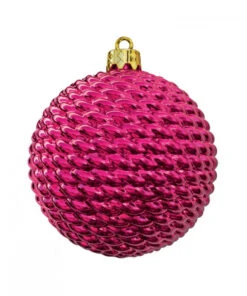 Round Woven Commercial Ornaments (Set Of 12) 3 Sizes 11 Round Woven Commercial Ornaments (Set Of 12) 3 Sizes -Commercial Christmas Supply CerisePinkWovenRoundCommercialOrnament
