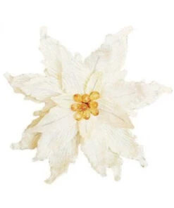 8" Cream Poinsettia Pick (Set Of 6)