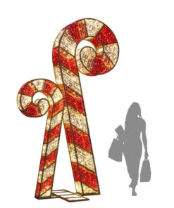 Pair Of Illuminated Standing Candy Canes