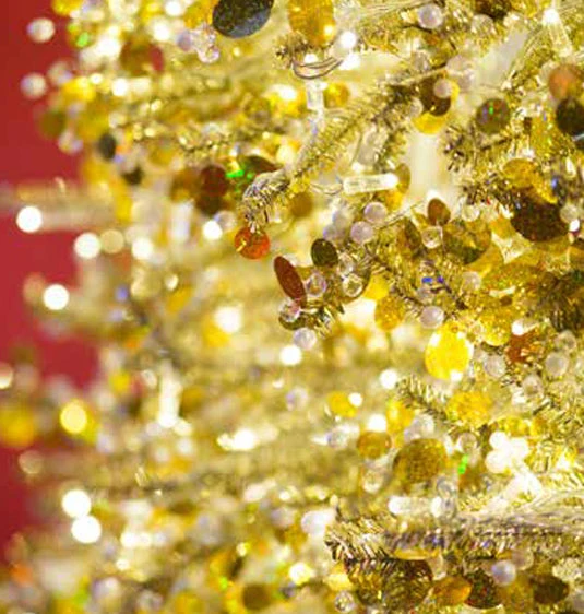 Illuminated Golden Tinsel Christmas Tree 2 Illuminated Golden Tinsel Christmas Tree - Image 2