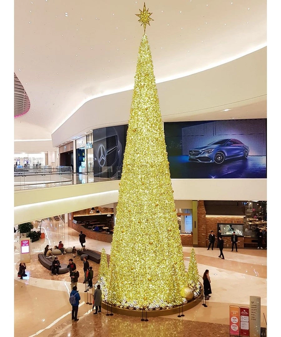 Illuminated Golden Tinsel Christmas Tree 1 Illuminated Golden Tinsel Christmas Tree