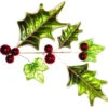 37" Metal Holly And Berry Spray