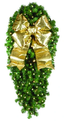 Natural 4' Spray With 18" Gold Bow