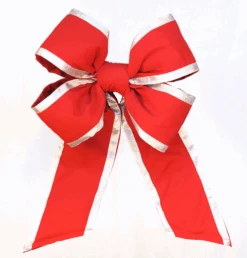 Premium Red Outdura Bow - Multiple Options 7 Premium Red Outdura Bow - Multiple Options -Commercial Christmas Supply RedwithSilverTrimOutduraBow