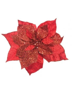 9" Red Velvet Poinsettia Pick (Set Of 6)