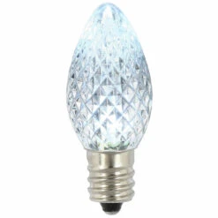 Premium Nickel Plated Non-Corrosive C7 Faceted LED Cool White Bulb .38w - 25 Pack