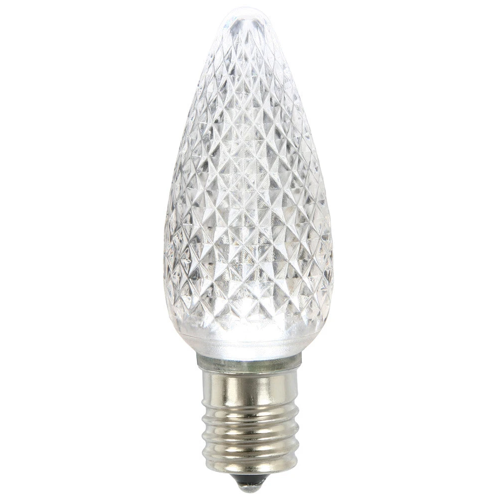 Premium Nickel Plated Non-Corrosive C9 Faceted LED Pure White Bulb .45w - 25 Pack 1 Premium Nickel Plated Non-Corrosive C9 Faceted LED Pure White Bulb .45w - 25 Pack