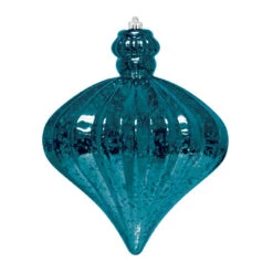 6.5" Commercial Jewel Shaped Mercury Ornament (Set Of 8) -Commercial Christmas Supply mercury jewel ornament blue