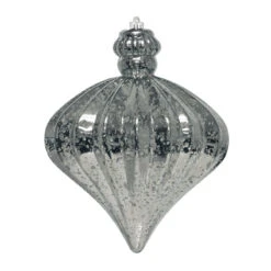 6.5" Commercial Jewel Shaped Mercury Ornament (Set Of 8) -Commercial Christmas Supply mercury jewel ornament silver