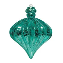 6.5" Commercial Jewel Shaped Mercury Ornament (Set Of 8) -Commercial Christmas Supply mercury jewel ornament teal