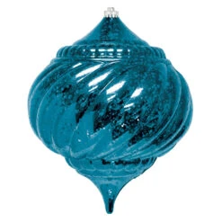 6" Commercial Onion Mercury Ornament (Set Of 8) -Commercial Christmas Supply mercury onion ornament light blue