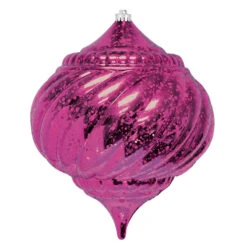 6" Commercial Onion Mercury Ornament (Set Of 8) -Commercial Christmas Supply mercury onion ornament light cerise