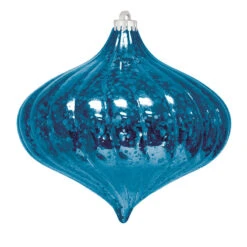 6" Commercial Top Swirl Mercury Ornament (Set Of 8) -Commercial Christmas Supply mercury top swirl ornament blue