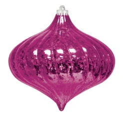 6" Commercial Top Swirl Mercury Ornament (Set Of 8) -Commercial Christmas Supply mercury top swirl ornament cerise