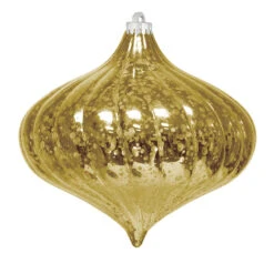 6" Commercial Top Swirl Mercury Ornament (Set Of 8) -Commercial Christmas Supply mercury top swirl ornament gold
