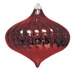 6" Commercial Top Swirl Mercury Ornament (Set Of 8) -Commercial Christmas Supply mercury top swirl ornament red