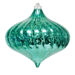 6" Commercial Top Swirl Mercury Ornament (Set Of 8) -Commercial Christmas Supply mercury top swirl ornament teal