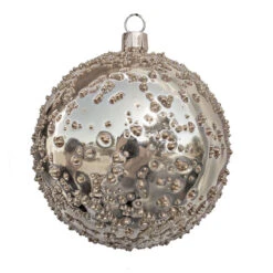 Sandy Shiny Commercial Ornaments (Sold In Sets) -Commercial Christmas Supply shiny sandy ornament silver