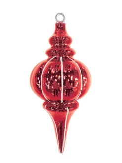 10.25" Striped Finial Ornament (Set Of 12) 12 10.25" Striped Finial Ornament (Set Of 12) -Commercial Christmas Supply striped finial red