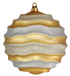 Commercial Wave Ornaments (Set Of 4) 3 Sizes -Commercial Christmas Supply wave ornament glitter gold silver