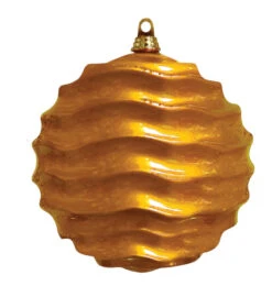 Commercial Wave Ornaments (Set Of 4) 3 Sizes -Commercial Christmas Supply wave ornament gold