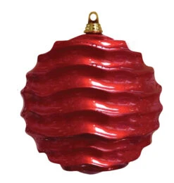 Commercial Wave Ornaments (Set Of 4) 3 Sizes -Commercial Christmas Supply wave ornament red