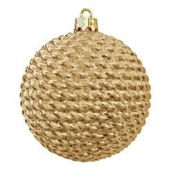 Round Woven Commercial Ornaments (Set Of 12) 3 Sizes 9 Round Woven Commercial Ornaments (Set Of 12) 3 Sizes -Commercial Christmas Supply woven ornament gold